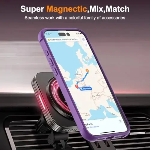 TOKVANZ for iPhone 16 Pro Case with 360° Rotatable Magnetic Ring Stand [Compatible Mag-Safe] [Military Grade Protection] Translucent Matte Phone Cases for Women Men 6.3'',Purple - 5