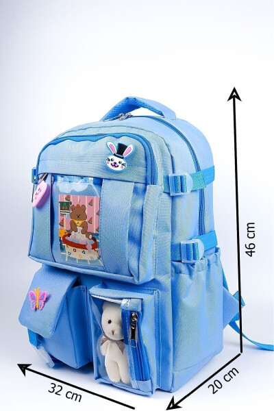To'liq aksessuarlar bilan jihozlangan, kawaii Kore uslubidagi ortopedik kundalik maktab portfeli - QUOVO (1)