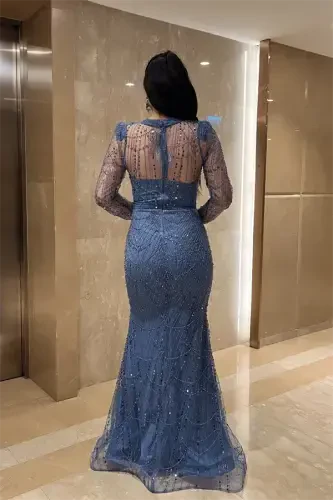 To'liq munchoqli mato Baliq libosi - Indigo ko'k - 5