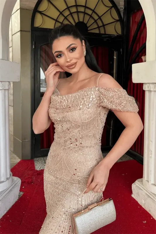 Toʻliq munchoqli mato qayiq yoqali baliq libosi - TILLA - 3