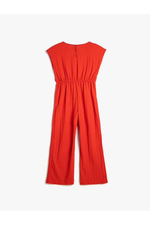 To'liq uzunlikli yengsiz dumaloq bo'yinli kamarli jumpsuit - 6