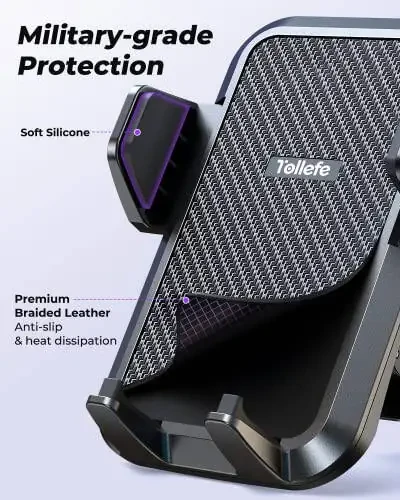 TOLLEFE Car Phone Holder, [Thick Cases Friendly] Car Phone Holder Mount, Hands-Free Phone Mount for Car Fit for iPhone for Samsung and Smartphone - 3