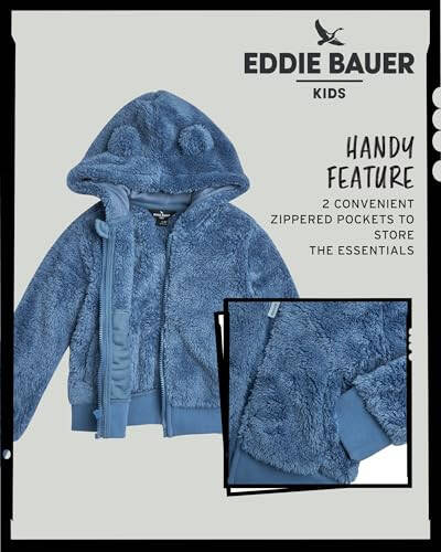 Толстовка на молнии Eddie Bauer для малышей - детская толстовка из сверхмягкого флиса «Sherpa» для малышей-мальчиков и девочек (2T-4T) - 4