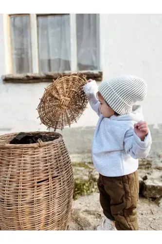 Толстовка с капюшоном Oversize - Детский/Детский трехниточный свитер из плотной ткани с флисом внутри - серый - 1