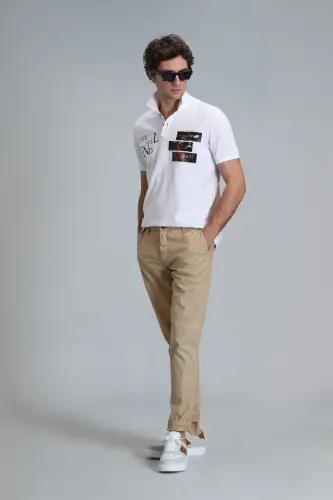 Tom Smart Erkaklar uchun Chino Shim Slim Fit Tuya Rangi - 3
