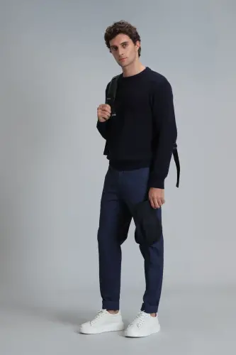 Tom Smart Erkek Chino Pantolon Slim Fit Lacivert - Lacivert - 3