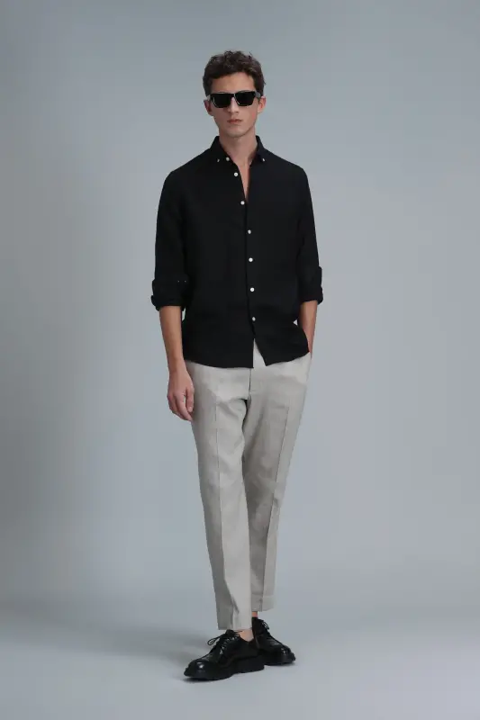 Tomas Smart Erkek Chino Pantolon Comfrot Fit Bej - LUFIAN