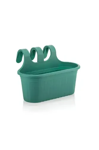 Tombik Askılı Balkon Saksı 6,5 Lt 3'lü Set Yeşil-YEŞİL - 2