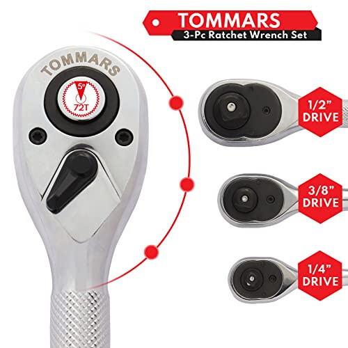 TOMMARS Stubby Ratchet Set, 1/4