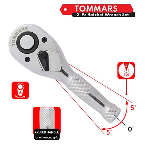 TOMMARS Stubby Ratchet Set, 1/4