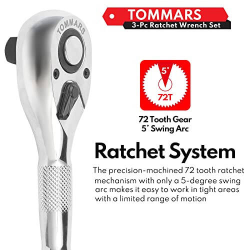 TOMMARS Stubby Ratchet Set, 1/4