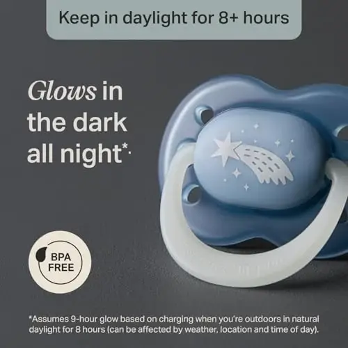 Tommee Tippee Gece Emziği, 0-6 Ay, Simetrik Silikon Emzik Ucu, BPA İçermez, Karanlıkta Parlayan Teknoloji, Twilight Tonları, 4'lü Paket - 5