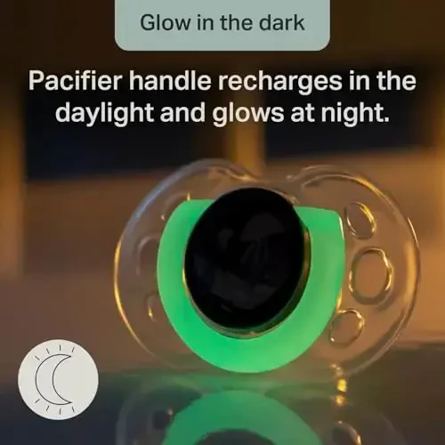 Tommee Tippee Night Time Pacifier, 18-36 Months, Symmetrical Silicone Baglet, BPA-Free Binkies, Glow in The Dark Technology, Green Rainbow, Pack of 6 - 4