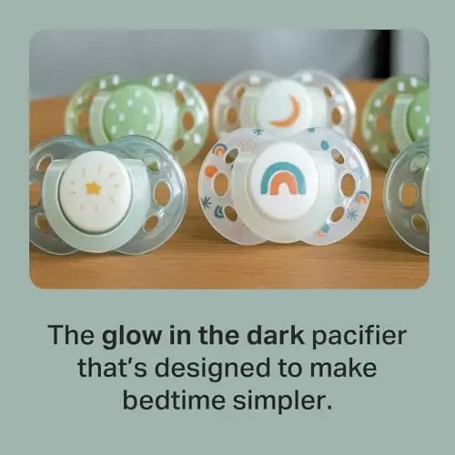 Tommee Tippee Night Time Pacifier, 18-36 Months, Symmetrical Silicone Baglet, BPA-Free Binkies, Glow in The Dark Technology, Green Rainbow, Pack of 6 - TOMMEE TIPPEE (1)