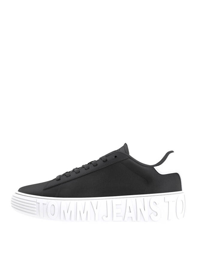 Tommy Hilfiger Black Men's Leather Sneaker, Leather Outsole - 1