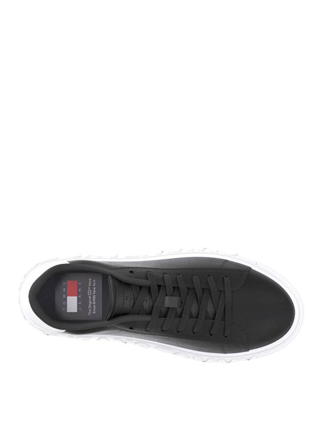 Tommy Hilfiger Black Men's Leather Sneaker, Leather Outsole - 7