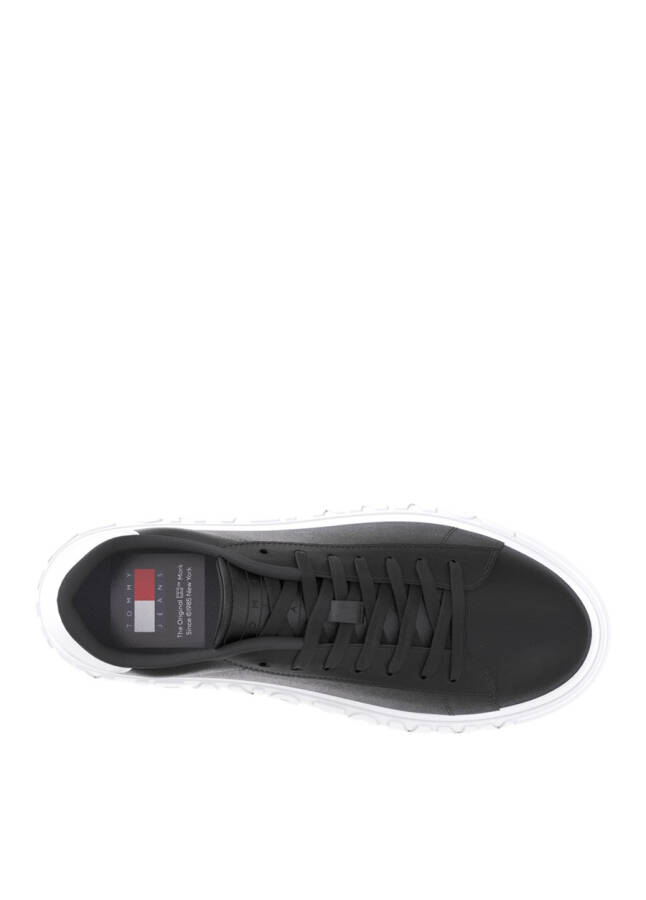 Tommy Hilfiger Black Men's Leather Sneaker, Leather Outsole - 16