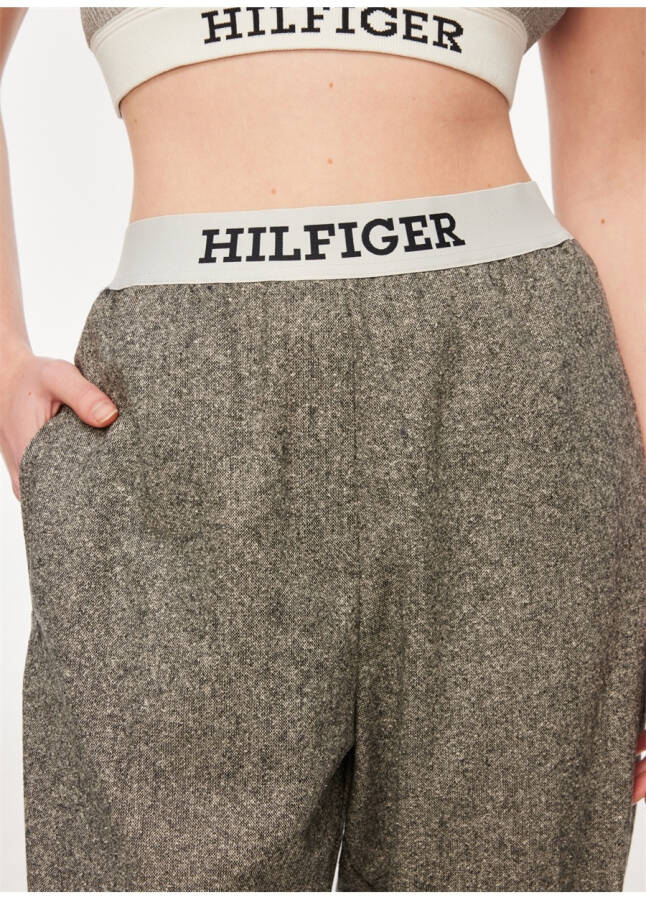 Tommy Hilfiger High Waist Regular Fit Grey Women's Trousers WW0WW404360IM - 9