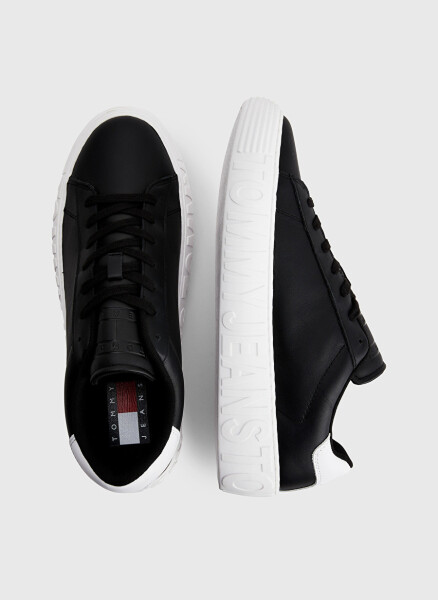 Tommy Hilfiger Siyah Erkek Deri Sneaker, Deri Taban - 4