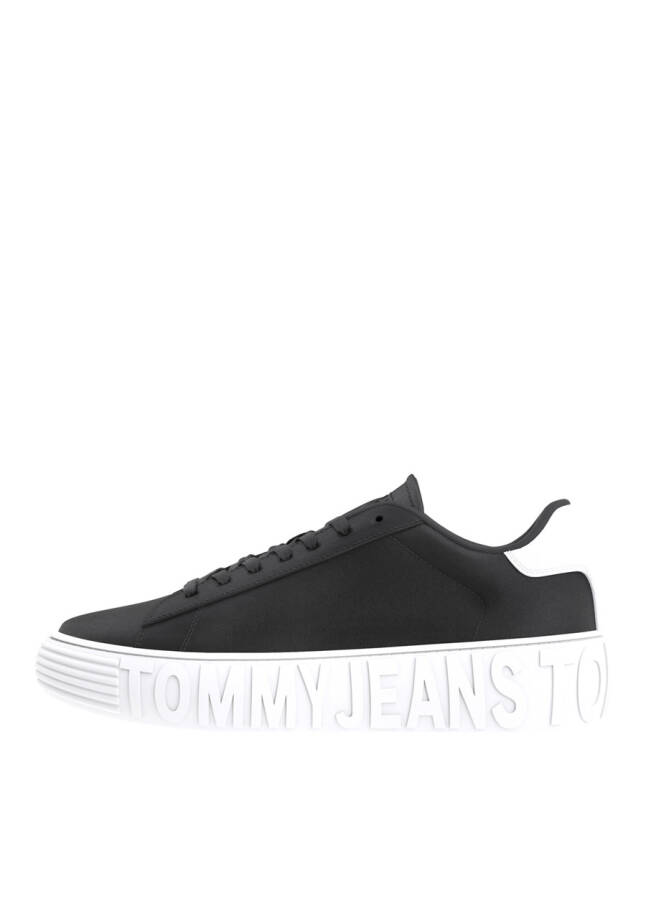 Tommy Hilfiger Siyah Erkek Deri Sneaker, Deri Taban - 10