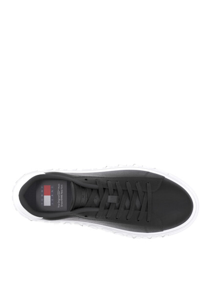 Tommy Hilfiger Siyah Erkek Deri Sneaker, Deri Taban - 16