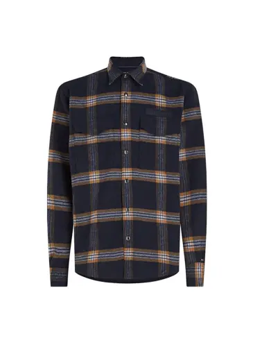 Tommy Hilfiger Slim Fit Рубашка мужская синяя с пуговицами на воротнике MW0MW328520MS - 1