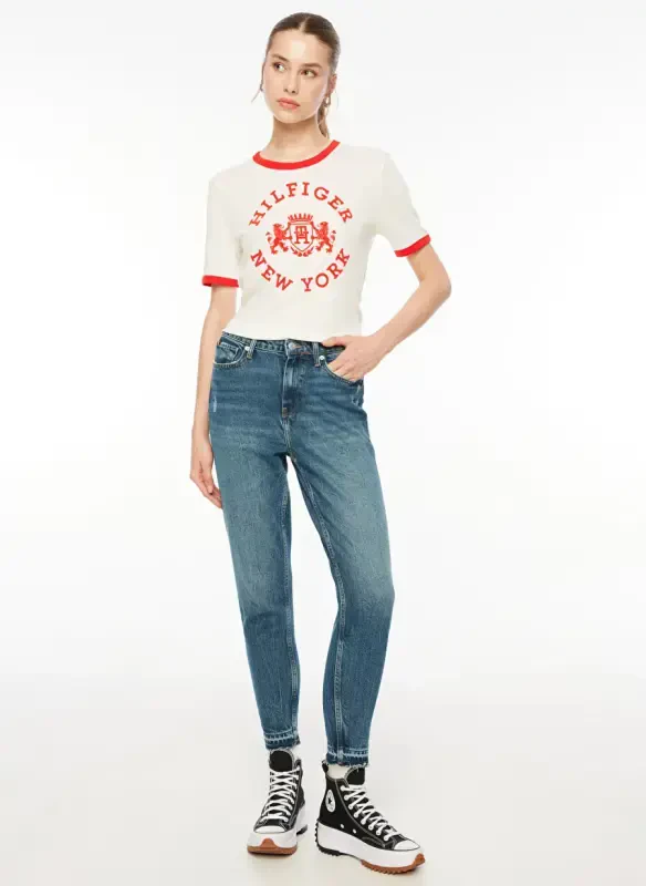Tommy Hilfiger Yüksek Bel Skinny Paça Normal İndigo Kadın Denim Pantolon WW0WW396041A4 - 2