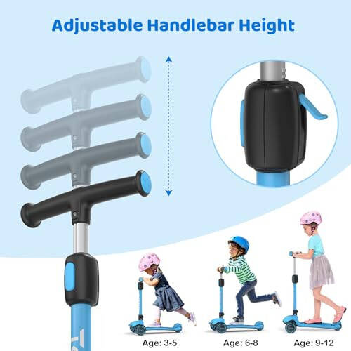 TONBUX Kids Scooter, Light Up 3 Wheel Kick Scooters for Kids 3-12, Folding Scooters with Adjustable Height - Toddler Scooter Lean-to-Steer & Widen Anti-Slip Deck - 1