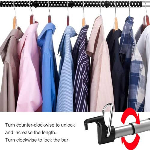 TongSheng Car Clothes Hanger Bar, Expandable Heavy Duty Car Clothes Rack Expanded to 63 inches,Solid Metal Hanger Hooks and No-Slip Dividers Compatible with Nissan Pathfinder 2013-2018, Black - 4
