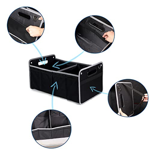 TongSheng Car Storage Organizer,Collapsible Multi Compartment Car Organizer,With Net Pocket Organizer,Non Slip Bottom,Adjustable Securing Straps,Foldable Cover,Placed Anywhere for Fiat 500 2011-2024 - TongSheng (1)