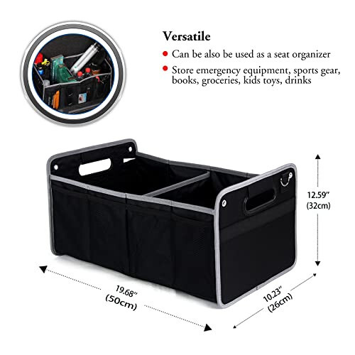 TongSheng Car Storage Organizer,Collapsible Multi Compartment Car Organizer,With Net Pocket Organizer,Non Slip Bottom,Adjustable Securing Straps,Foldable Cover,Placed Anywhere for Fiat 500 2011-2024 - 3