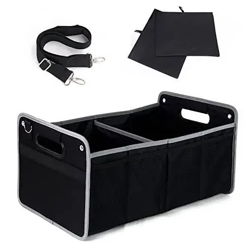 TongSheng Car Storage Organizer,Collapsible Multi Compartment Car Organizer,With Net Pocket Organizer,Non Slip Bottom,Adjustable Securing Straps,Foldable Cover,Placed Anywhere for Fiat 500 2011-2024 - 1