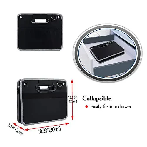 TongSheng Car Storage Organizer,Collapsible Multi Compartment Car Organizer,With Net Pocket Organizer,Non Slip Bottom,Adjustable Securing Straps,Foldable Cover,Placed Anywhere for Fiat 500 2011-2024 - 4