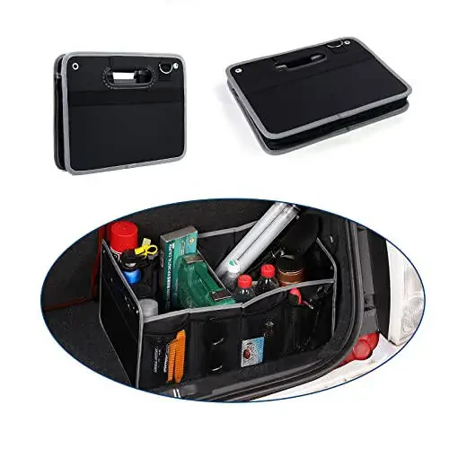 TongSheng Car Storage Organizer,Collapsible Multi Compartment Car Organizer,With Net Pocket Organizer,Non Slip Bottom,Adjustable Securing Straps,Foldable Cover,Placed Anywhere for Fiat 500 2011-2024 - 6