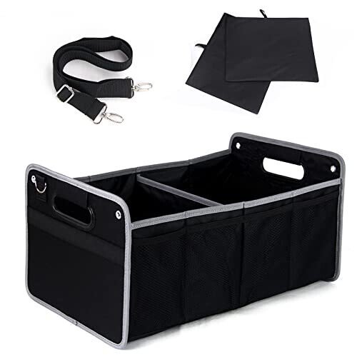 TongSheng Car Storage Organizer,Collapsible Multi Compartment Car Organizer,With Net Pocket Organizer,Non Slip Bottom,Adjustable Securing Straps,Foldable Cover,Placed Anywhere for Fiat 500 2011-2024 - TongSheng