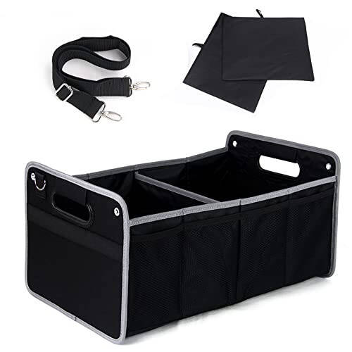 TongSheng Car Storage Organizer,Collapsible Multi Compartment Car Organizer,With Net Pocket Organizer,Non Slip Bottom,Adjustable Securing Straps,Foldable Cover,Placed Anywhere for Fiat 500 2011-2024 - 1