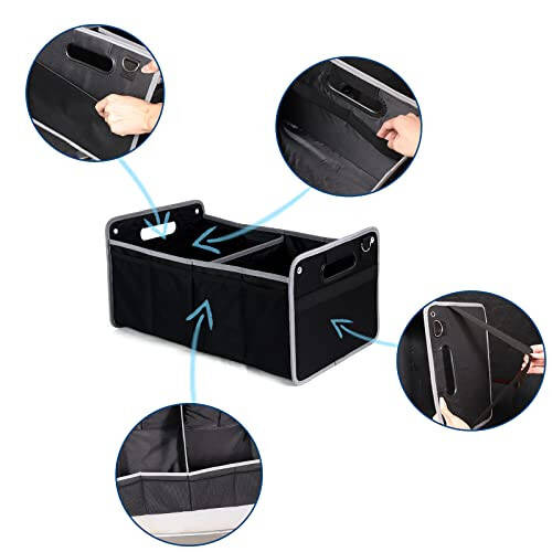 TongSheng Car Storage Organizer,Collapsible Multi Compartment Car Organizer,With Net Pocket Organizer,Non Slip Bottom,Adjustable Securing Straps,Foldable Cover,Placed Anywhere for Fiat 500 2011-2024 - 2