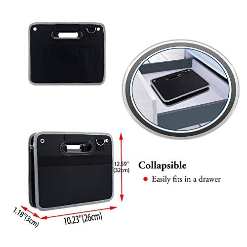 TongSheng Car Storage Organizer,Collapsible Multi Compartment Car Organizer,With Net Pocket Organizer,Non Slip Bottom,Adjustable Securing Straps,Foldable Cover,Placed Anywhere for Fiat 500 2011-2024 - 4