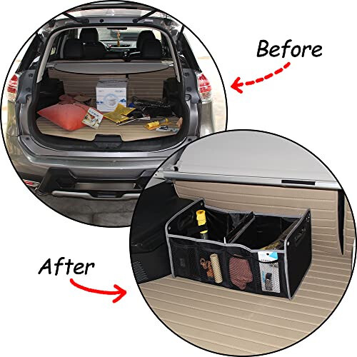 TongSheng Car Storage Organizer,Collapsible Multi Compartment Car Organizer,With Net Pocket Organizer,Non Slip Bottom,Adjustable Securing Straps,Foldable Cover,Placed Anywhere for Fiat 500 2011-2024 - 5