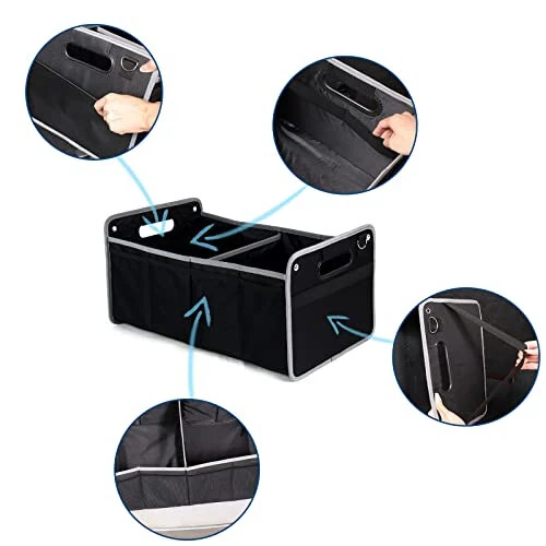 TongSheng Car Storage Organizer,Collapsible Multi Compartment Car Organizer,With Net Pocket Organizer,Non Slip Bottom,Adjustable Securing Straps,Foldable Cover,Placed Anywhere for Fiat 500 2011-2024 - TongSheng (1)