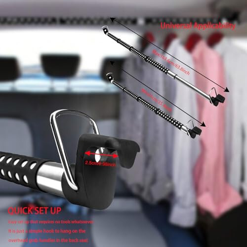 TongSheng Car Clothes Hanger Bar, Expandable Heavy Duty Car Clothes Rack Expanded to 63 inches,Solid Metal Hanger Hooks and No-Slip Dividers Compatible with Nissan Pathfinder 2013-2018, Black - TongSheng (1)