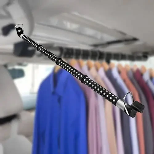 TongSheng Car Clothes Hanger Bar, Expandable Heavy Duty Car Clothes Rack Expanded to 63 inches,Solid Metal Hanger Hooks and No-Slip Dividers Compatible with Nissan Pathfinder 2013-2018, Black - 5