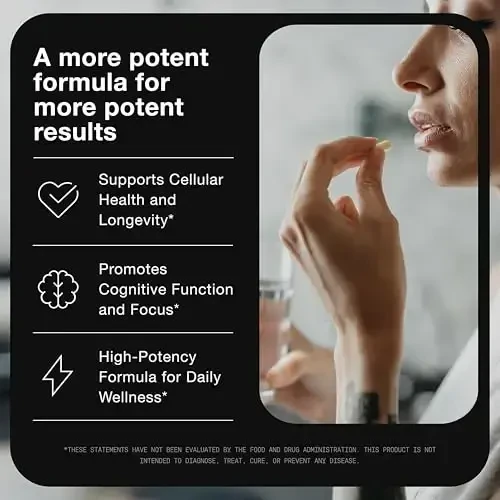 Toniiq NAD+ qo'shimchasi 1500mg - Patentlangan RiaGev-WS™, Resveratrol va Niasin bilan klinik jihatdan o'rganilgan ingredientlarga ega ultra yuqori kuchga ega NAD qo'shimchasi - 60 kapsula - 3