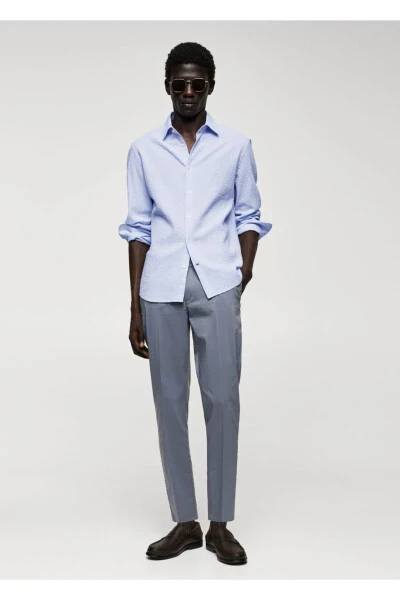 Тонкая Полосатая Рубашка из Хлопка Гофре - MANGO MAN (1)