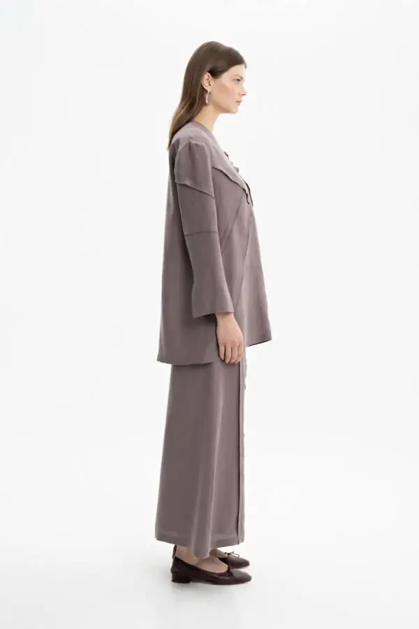 Тонкая туника с V-образным вырезом - визон - 4