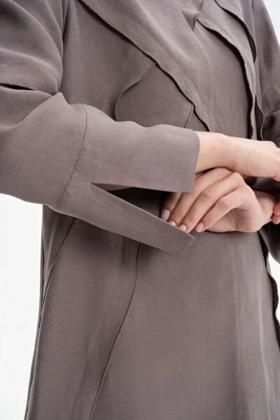 Тонкая туника с V-образным вырезом - визон - 6