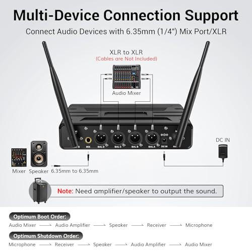 TONOR 4x10 Kanalli Simsiz Mikrofon Sistemasi, 200FT UHF oralig'i, Karokeda qo'shiq aytish, partiya, cherkov to'yi, PA dinamik uchun barqaror signal uzatish xususiyatiga ega Mikrofonlar - 5