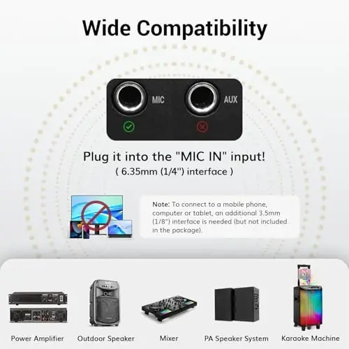 TONOR Wireless Microphones System with 4x10 Channels Cordless Handheld Microfono Inalambrico, 200FT UHF Range, Mics with Stable Signal Transmission for Karaoke Singing Party Church Wedding PA Speaker - 5