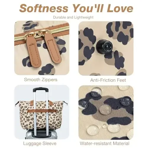 Tonyeee Diaper Bag Tote, Large Baby Diaper Bags for Travel, Hospital Bag for Labor Delivery with Pacifier Case, Changing Pad, Shoulder Strap, Leopard Print - 6