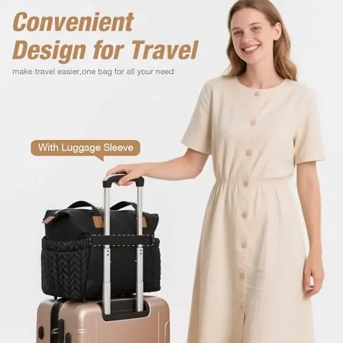 Tonyeee Diaper Bag Tote, Large Diaper Bags Waterproof, Hospital Bag for Labor Delivery, Baby Bag with Pacifier Case, Travel Diaper Tote with Changing Pad, Black - 6